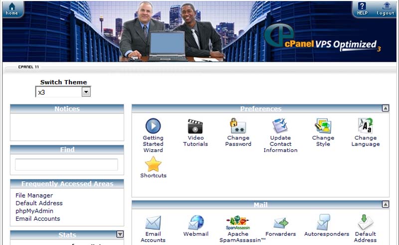 CPanel dashboard