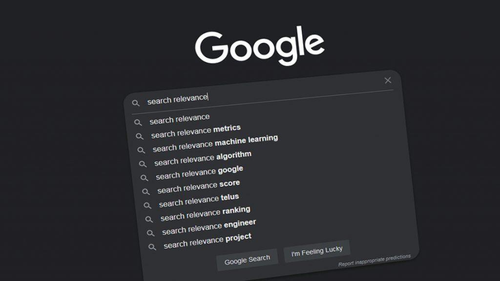 performing a Google search for the keyword search relevance